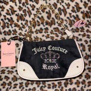 NWT Juicy Couture Velvet Liquorice White Juicy Kingdom Mini Wristlet